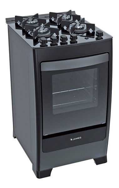 Imagen de Cocina Gas James C700 N Mesada Vidrio Negro Sensacion