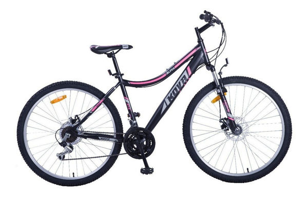 Imagen de Mountain Bike Femenina Kova Alpes R27.5 21v Cambios Shimano Color Negro/rosa Con Pie De Apoyo