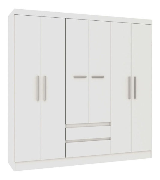 Imagen de Ropero Placard Dormitorio 6 Puertas 2 Estantes Sensacion - Blanco