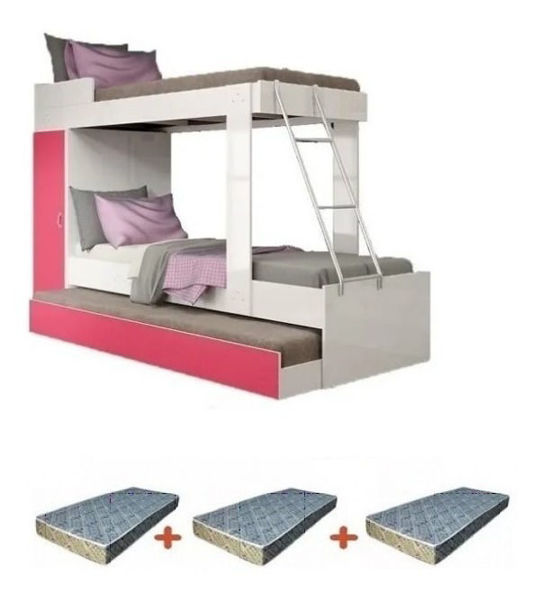 Imagen de Tricama Cucheta Placard + 3 Colchones De 1 Plaza Sensacion