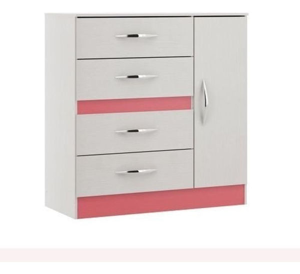 Imagen de Comoda 4 Cajones 1 Puerta Y Espacio Colores Flex Sensacion Color Rosa